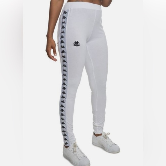 Kappa Women’s White Banda Logo Track Leggings – Size Large – NWT - Picture 1 of 5